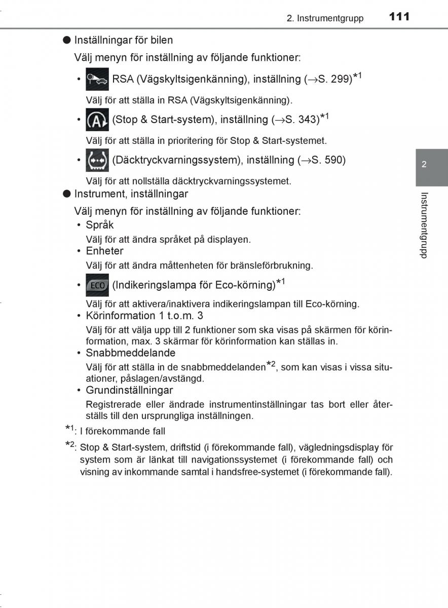 Toyota C HR instruktionsbok / page 111