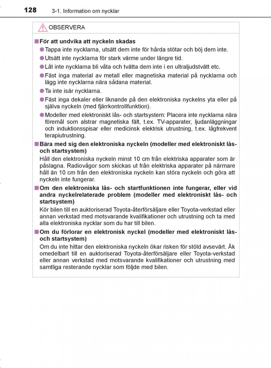 Toyota C HR instruktionsbok / page 128