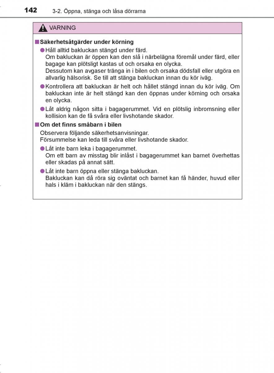 Toyota C HR instruktionsbok / page 142