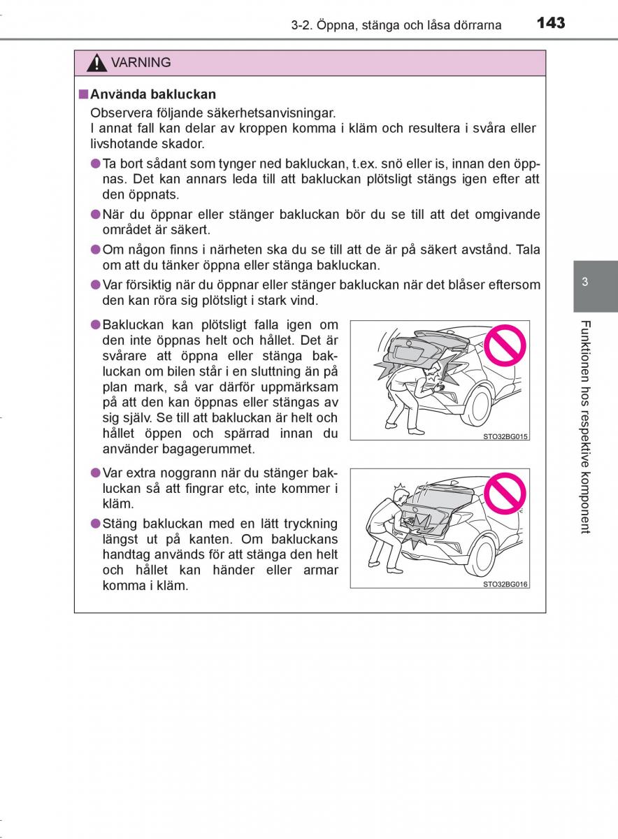 Toyota C HR instruktionsbok / page 143