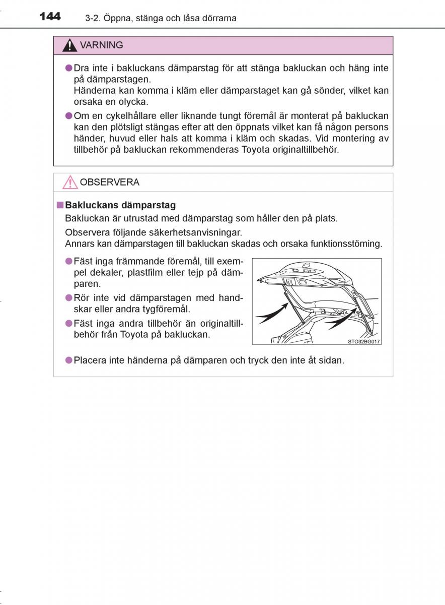 Toyota C HR instruktionsbok / page 144