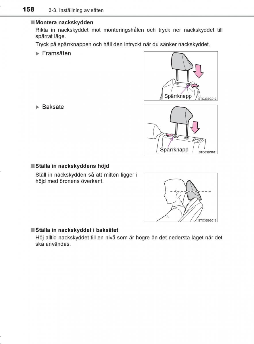 Toyota C HR instruktionsbok / page 158