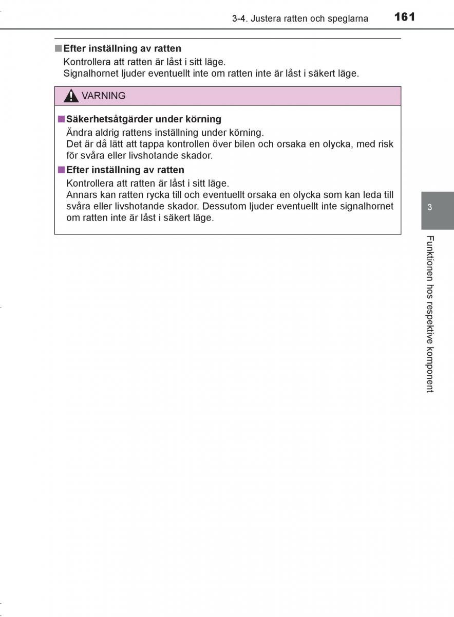 Toyota C HR instruktionsbok / page 161