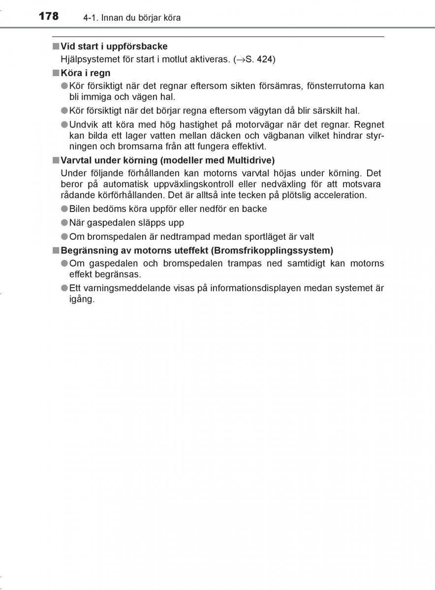 Toyota C HR instruktionsbok / page 178