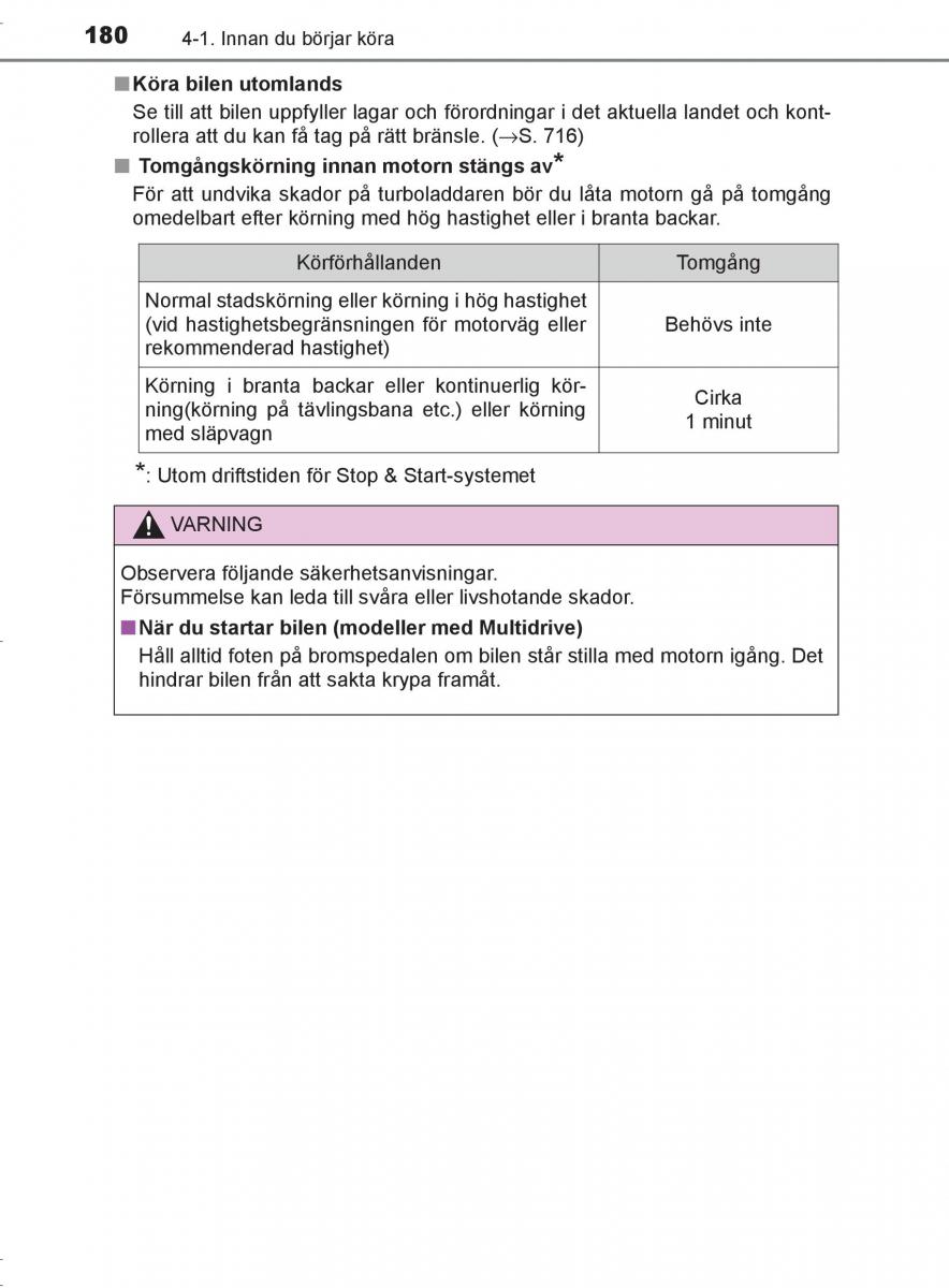 Toyota C HR instruktionsbok / page 180