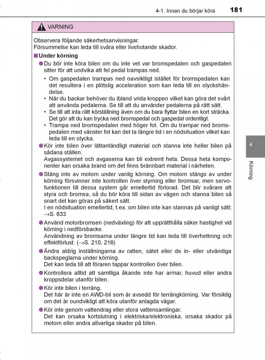 Toyota C HR instruktionsbok / page 181