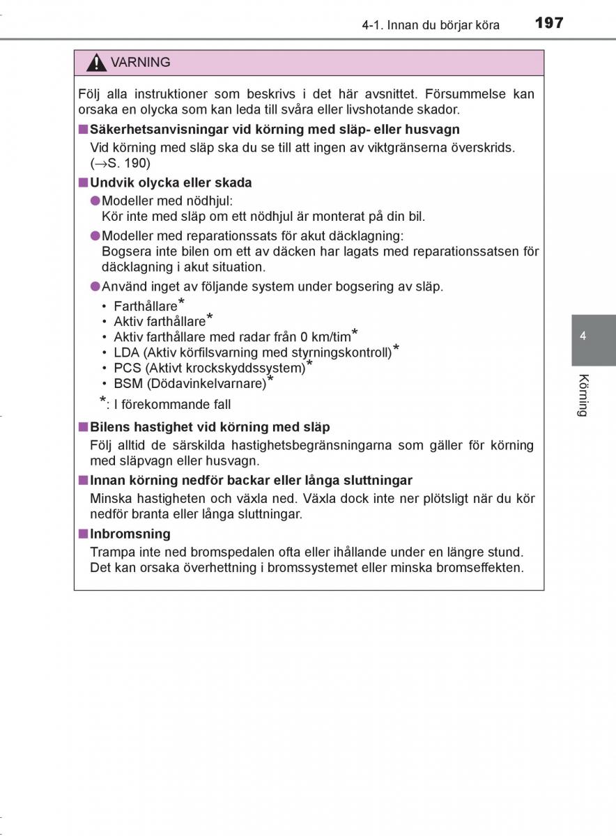 Toyota C HR instruktionsbok / page 197