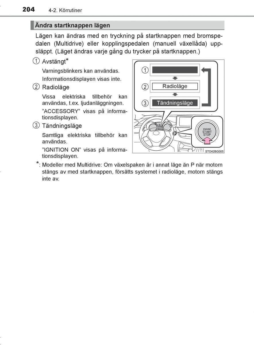 Toyota C HR instruktionsbok / page 204