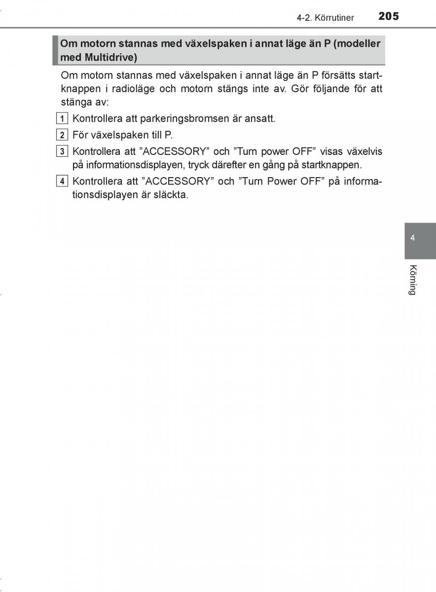 Toyota C HR instruktionsbok / page 205