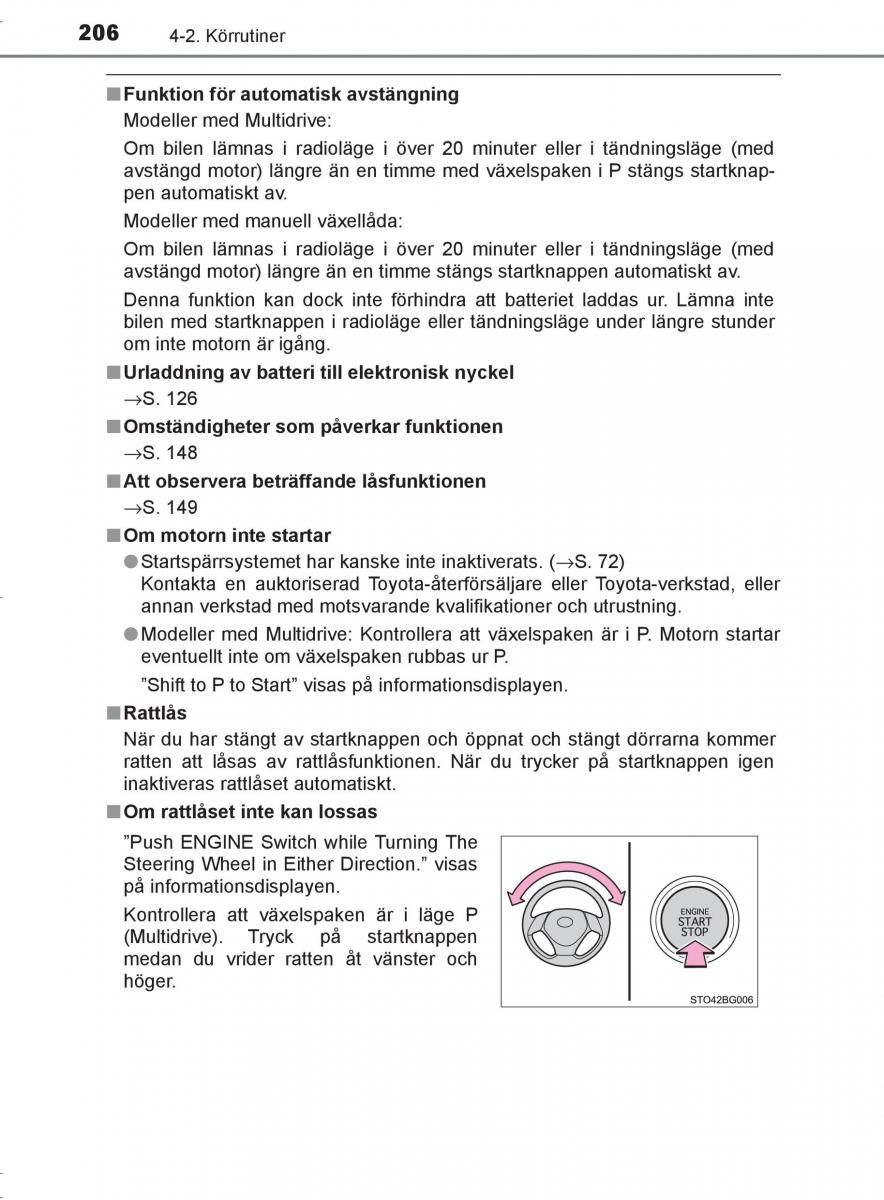 Toyota C HR instruktionsbok / page 206