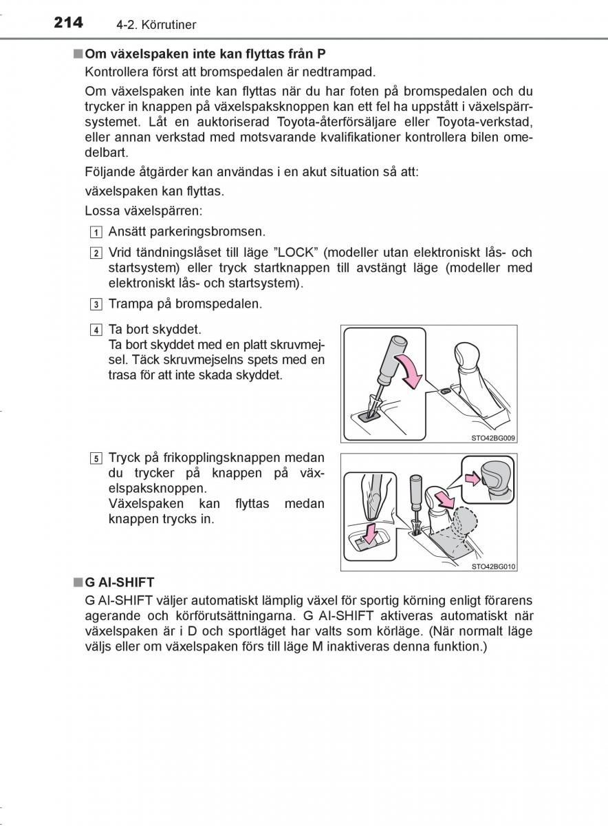 Toyota C HR instruktionsbok / page 214