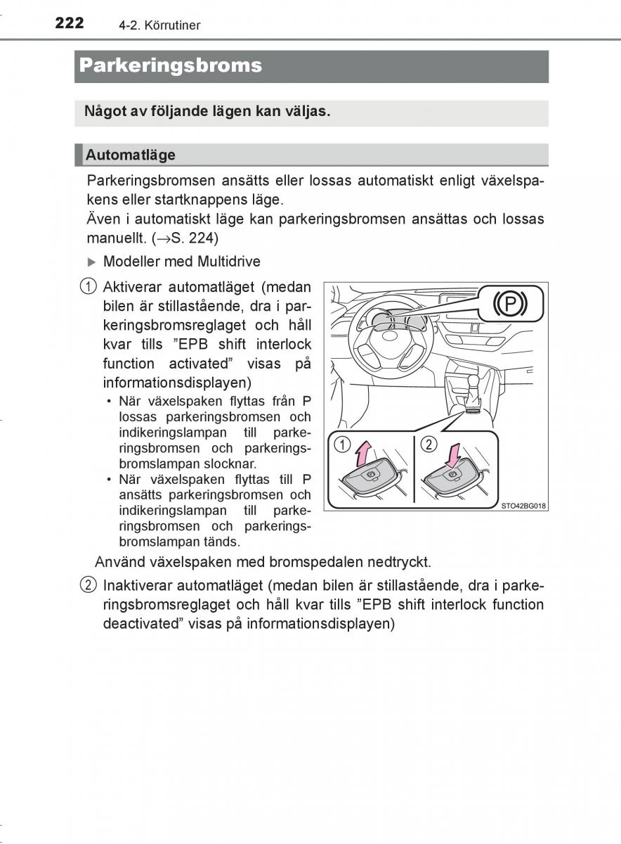 Toyota C HR instruktionsbok / page 222