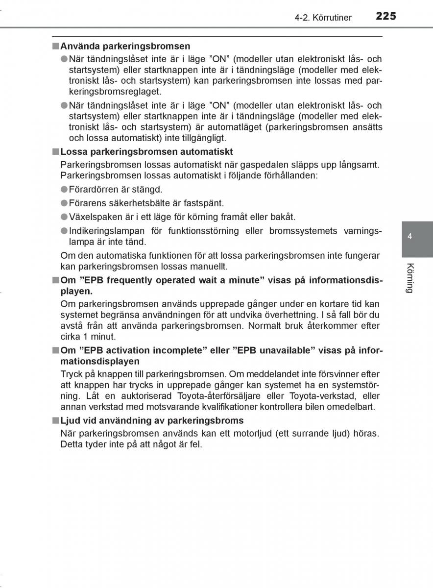 Toyota C HR instruktionsbok / page 225