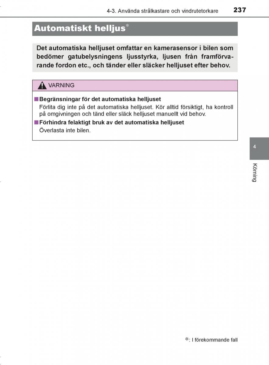 Toyota C HR instruktionsbok / page 237