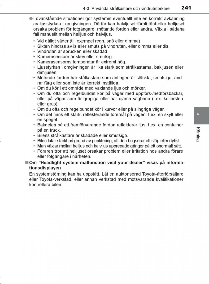 Toyota C HR instruktionsbok / page 241