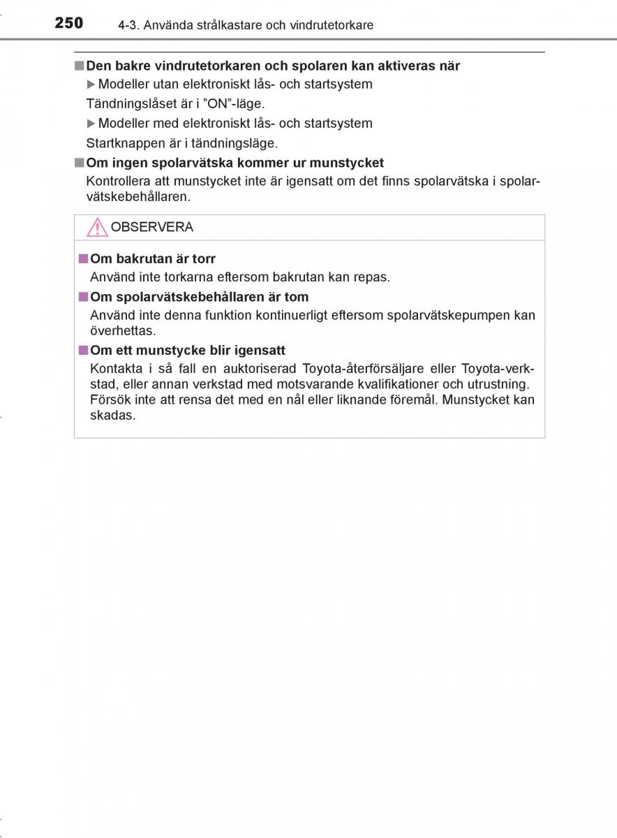 Toyota C HR instruktionsbok / page 250