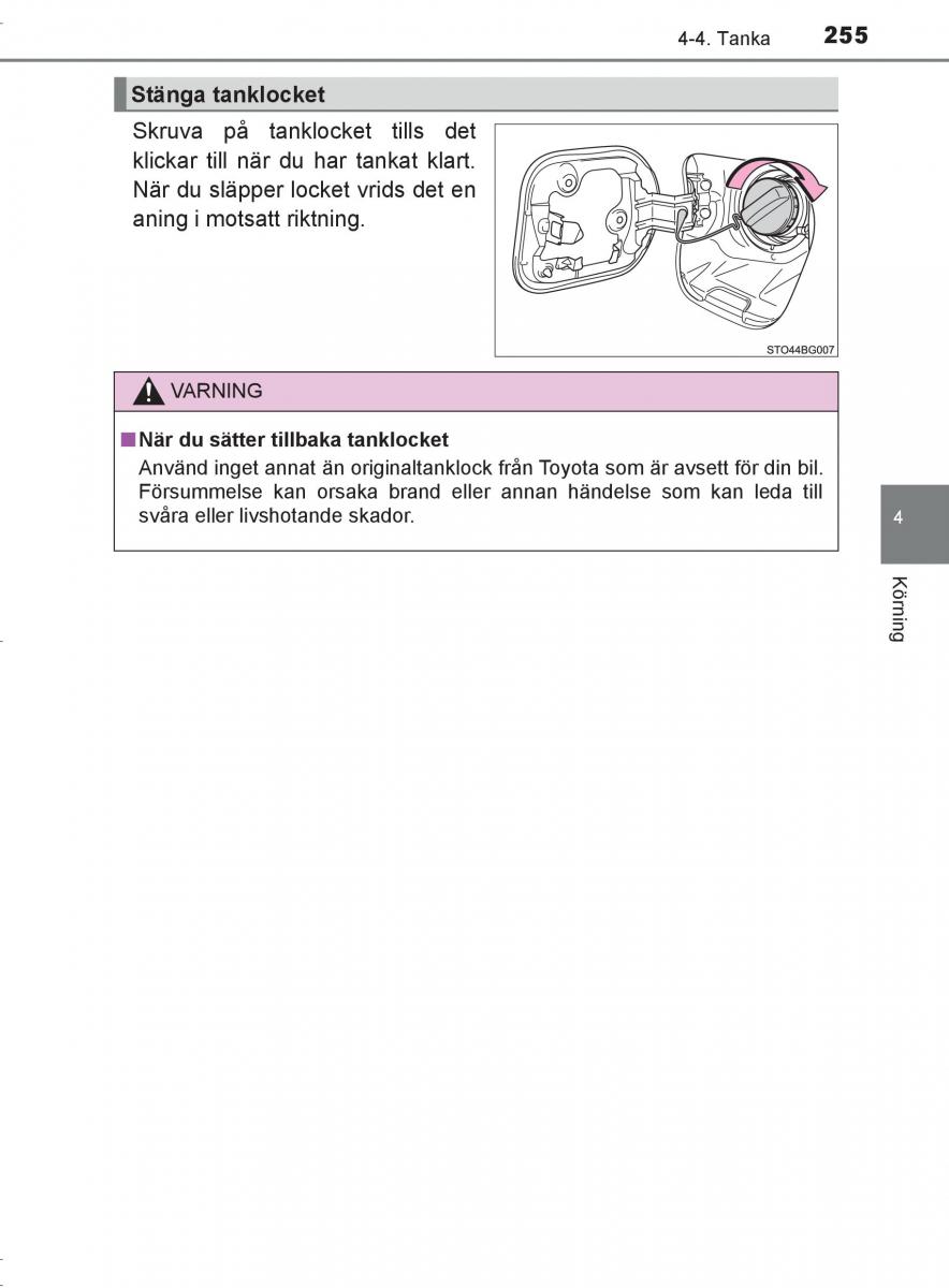 Toyota C HR instruktionsbok / page 255