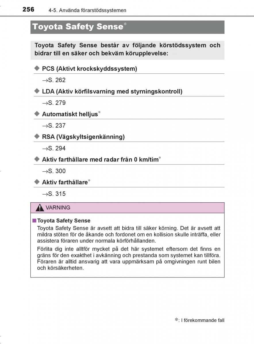 Toyota C HR instruktionsbok / page 256