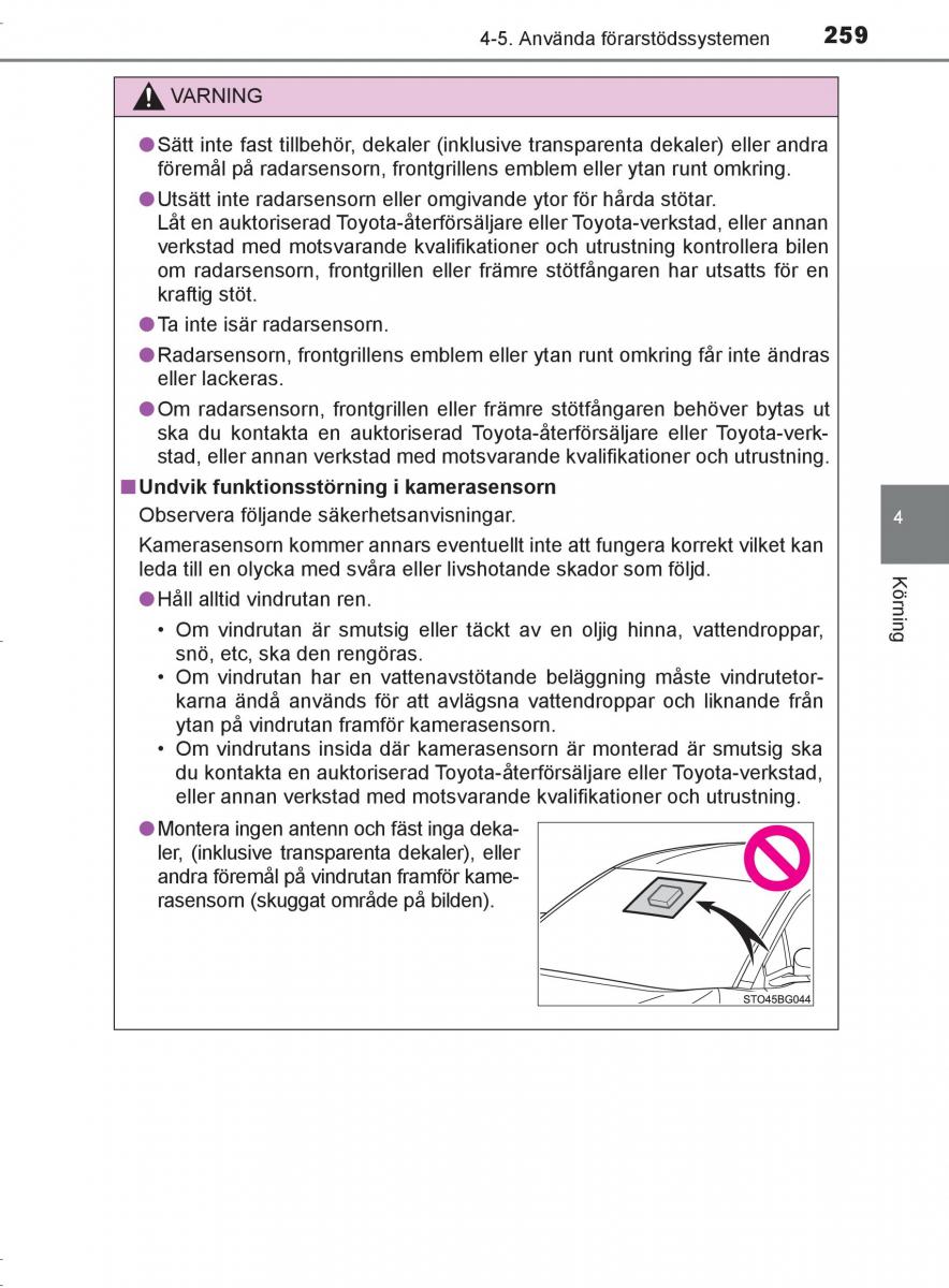 Toyota C HR instruktionsbok / page 259