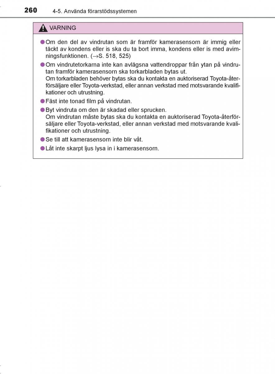 Toyota C HR instruktionsbok / page 260