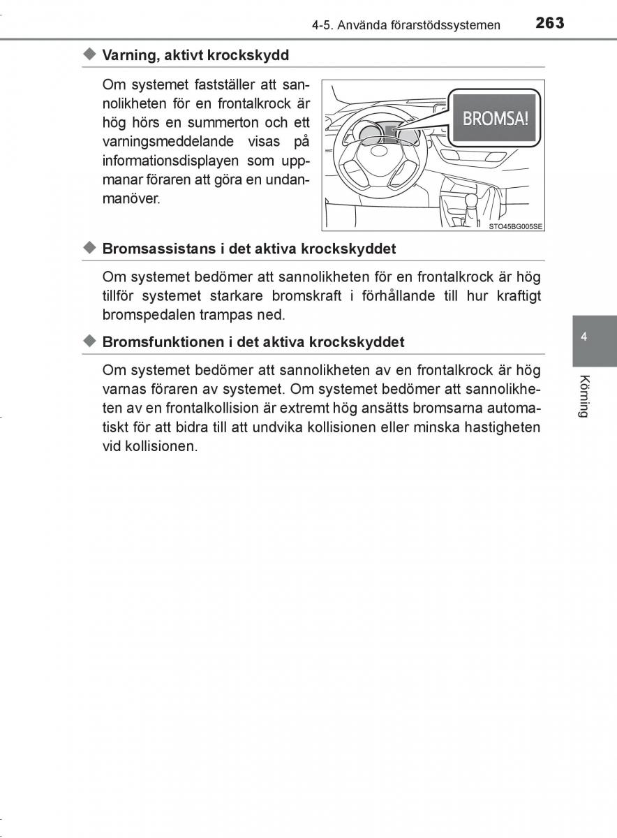 Toyota C HR instruktionsbok / page 263