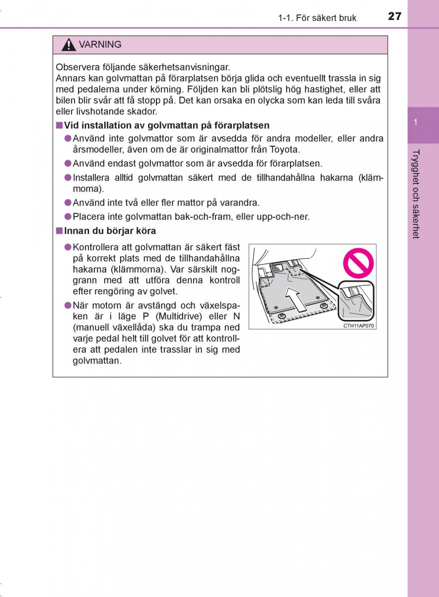 Toyota C HR instruktionsbok / page 27