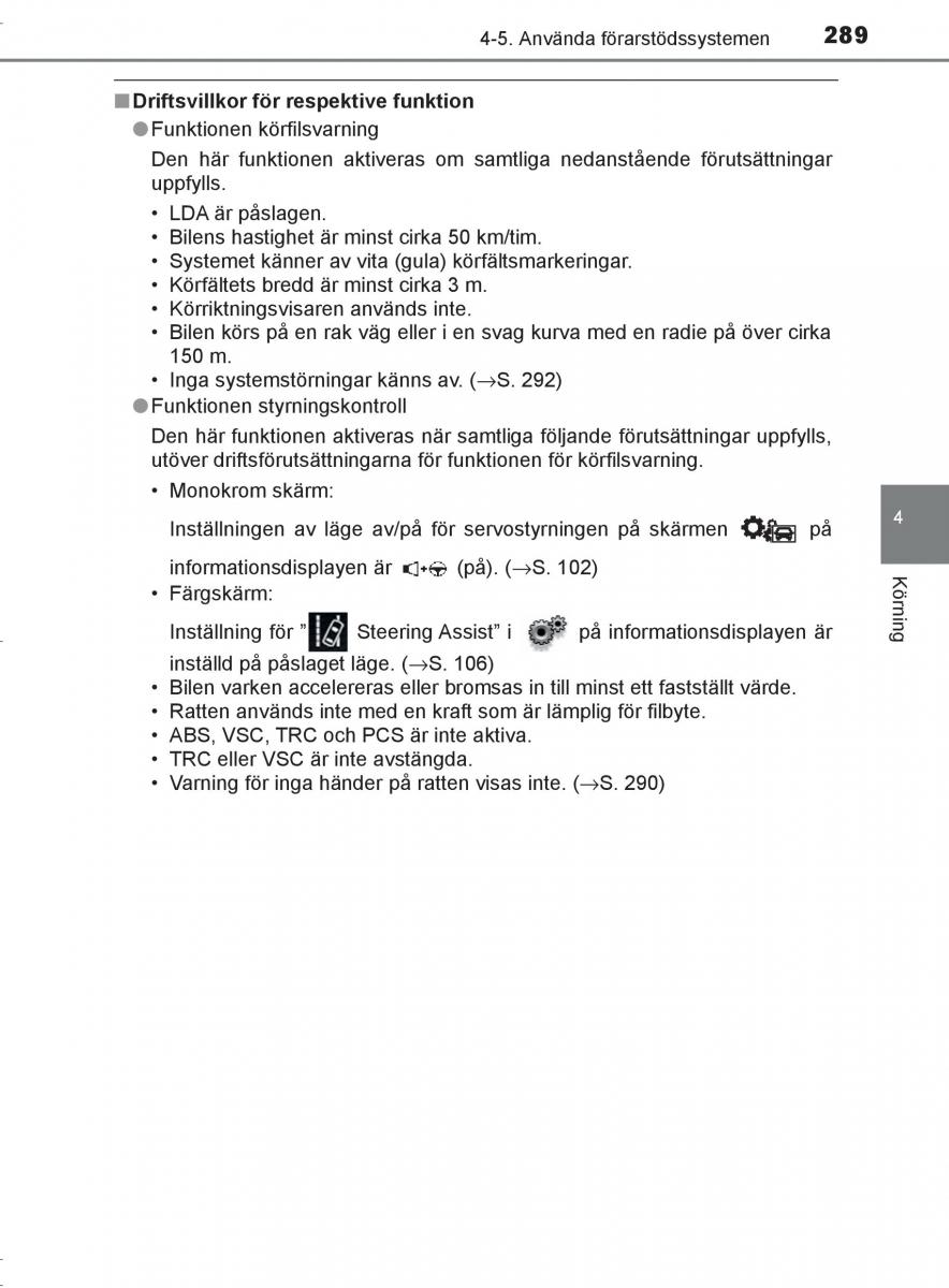 Toyota C HR instruktionsbok / page 289