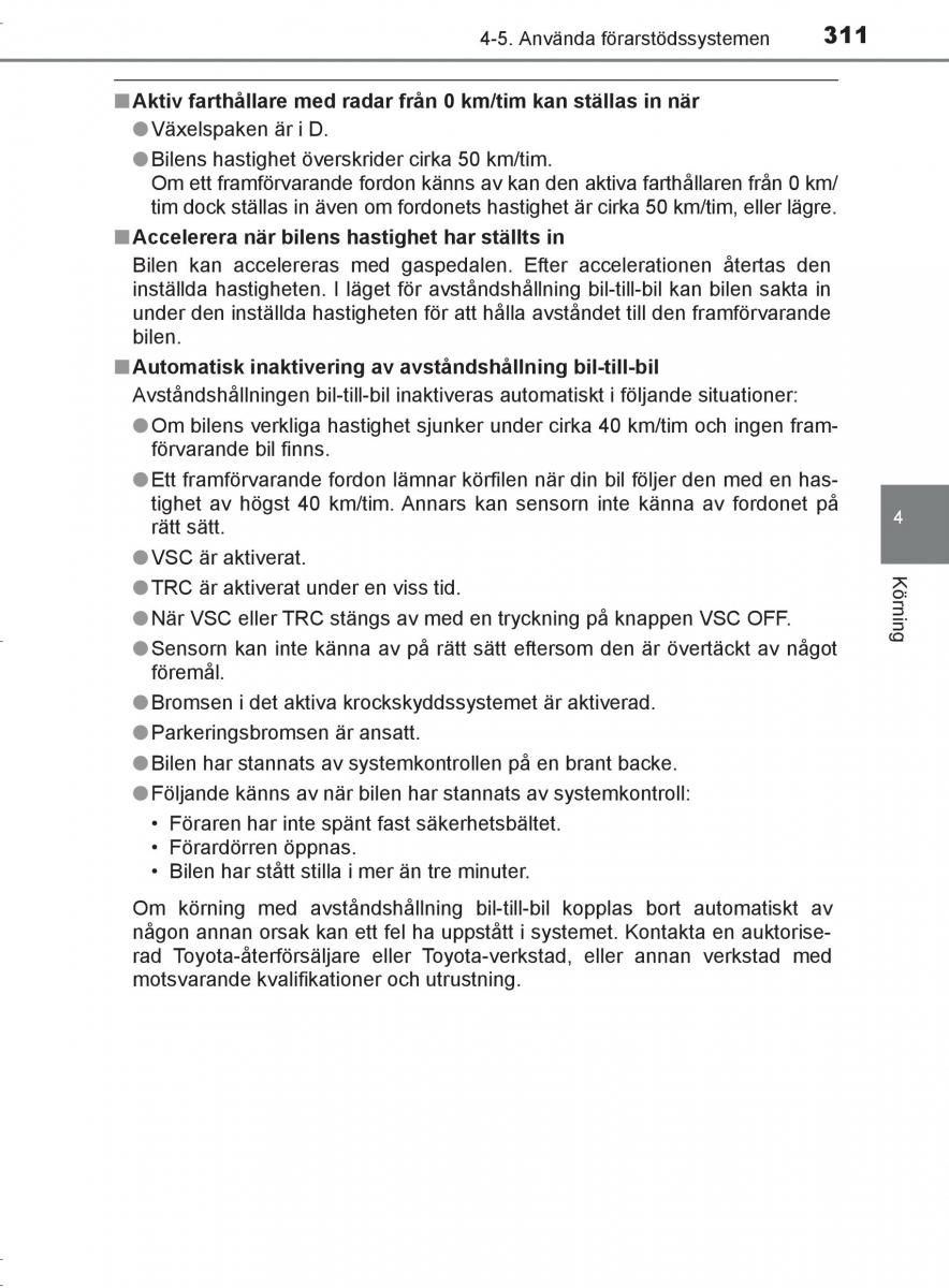 Toyota C HR instruktionsbok / page 311