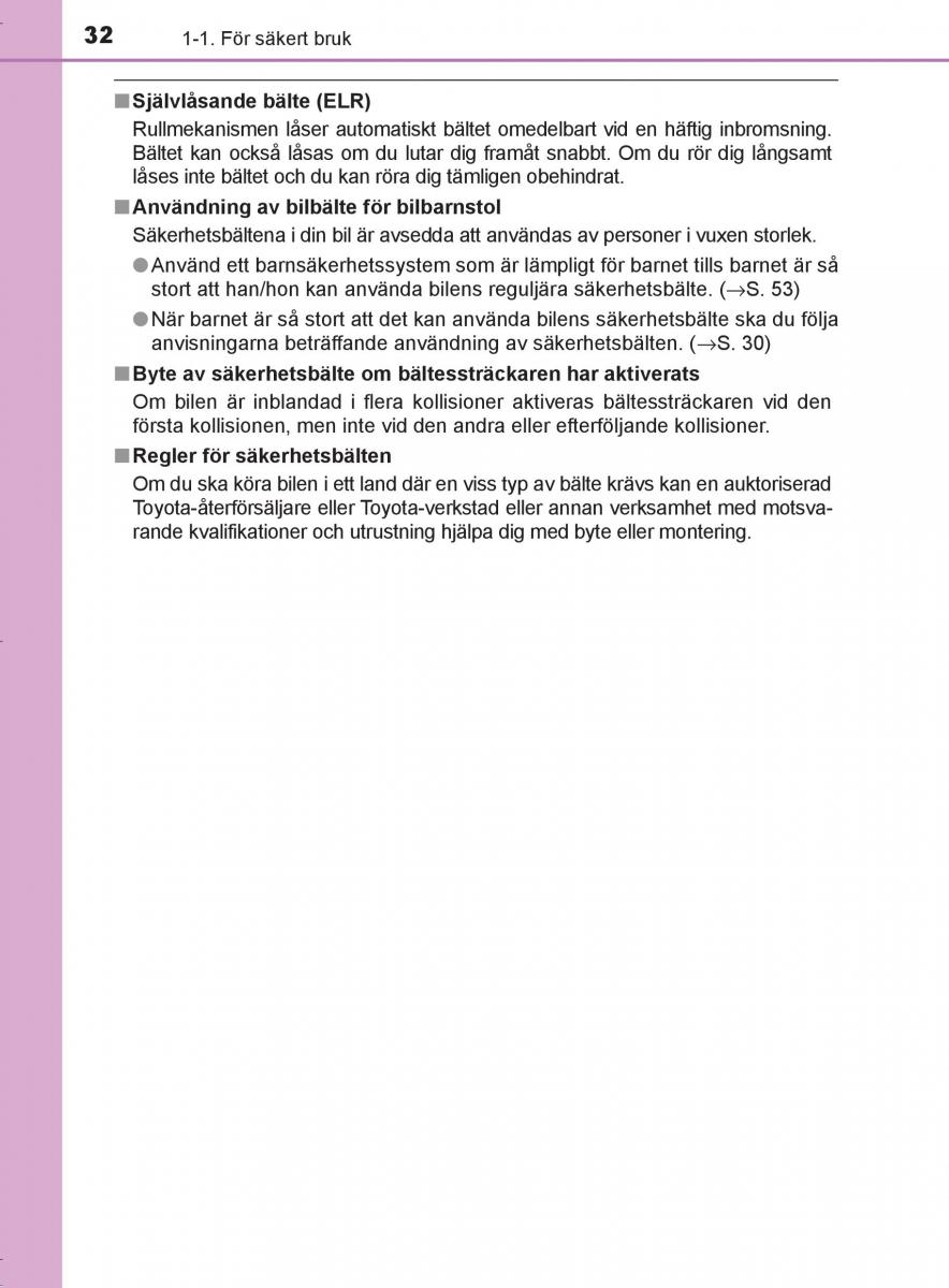 Toyota C HR instruktionsbok / page 32