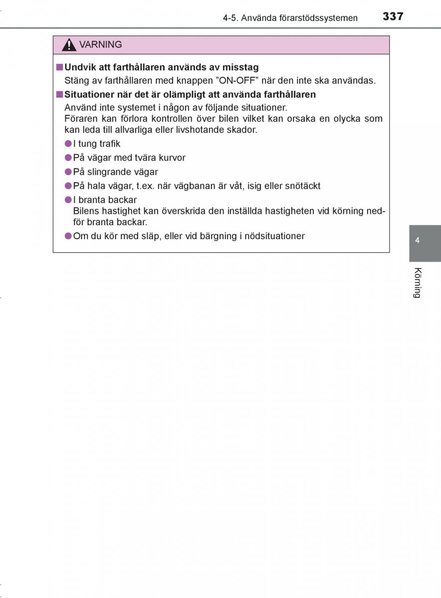 Toyota C HR instruktionsbok / page 337