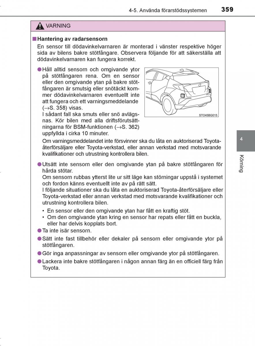 Toyota C HR instruktionsbok / page 359