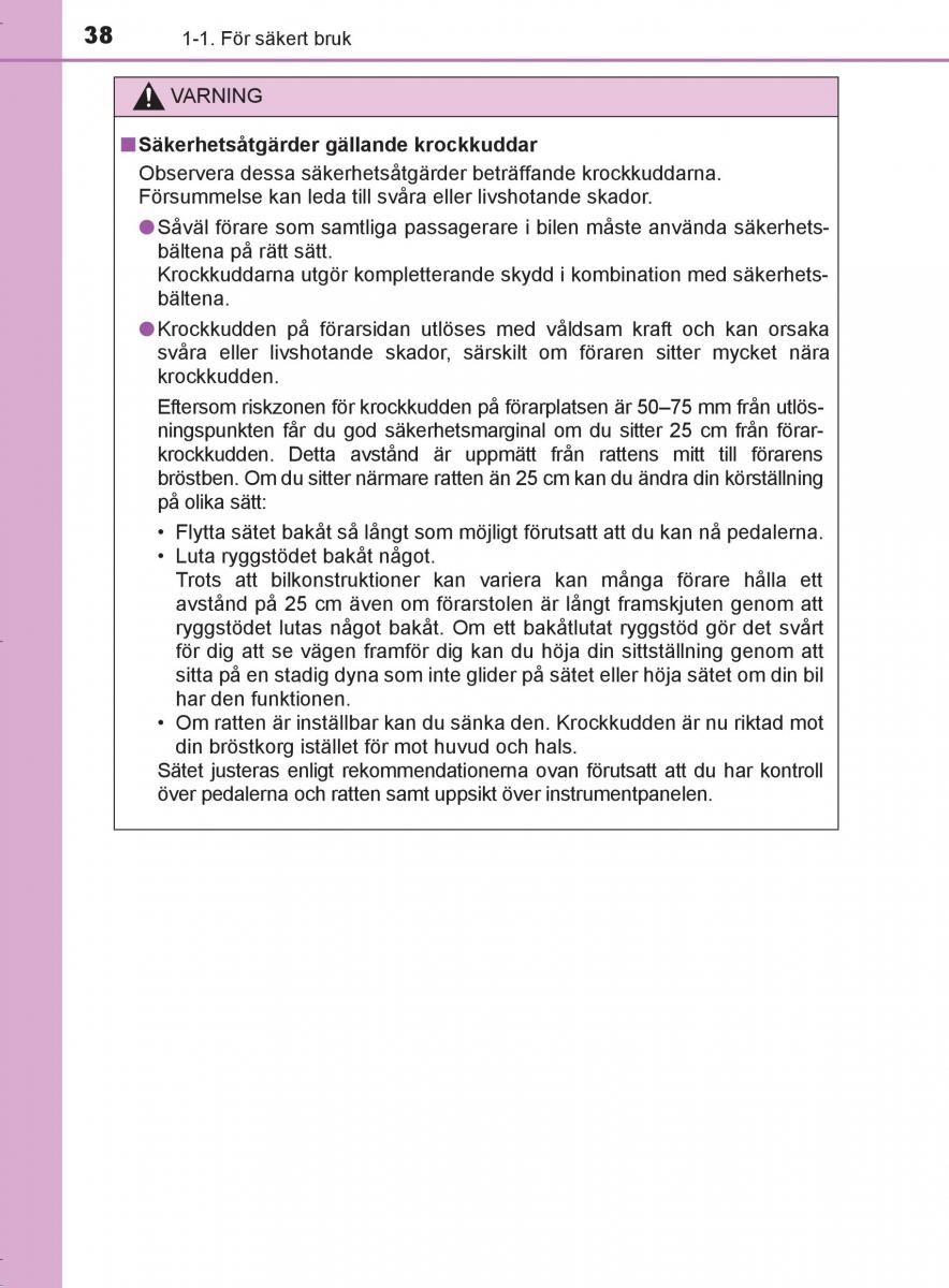 Toyota C HR instruktionsbok / page 38