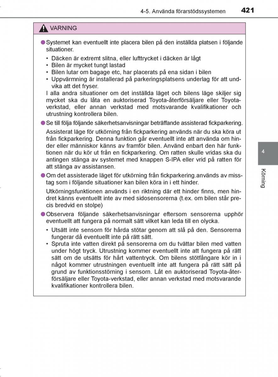 Toyota C HR instruktionsbok / page 421