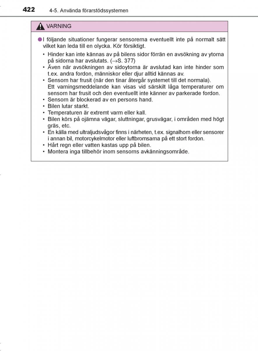 Toyota C HR instruktionsbok / page 422