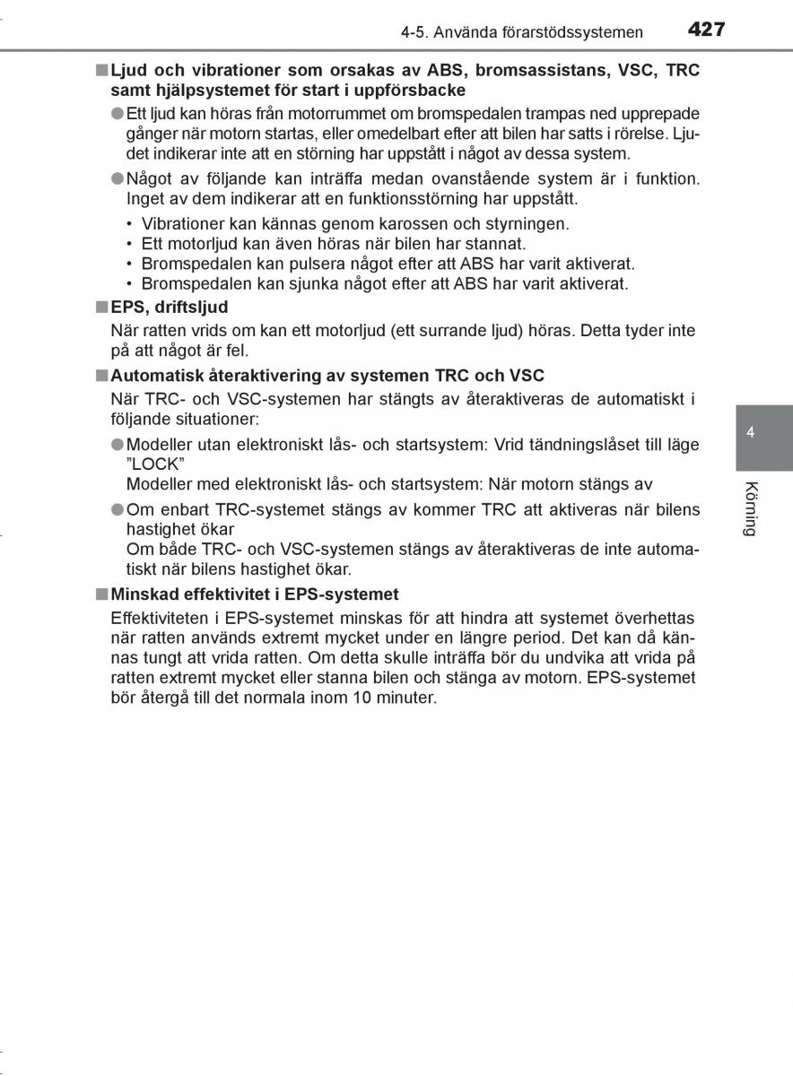 Toyota C HR instruktionsbok / page 427