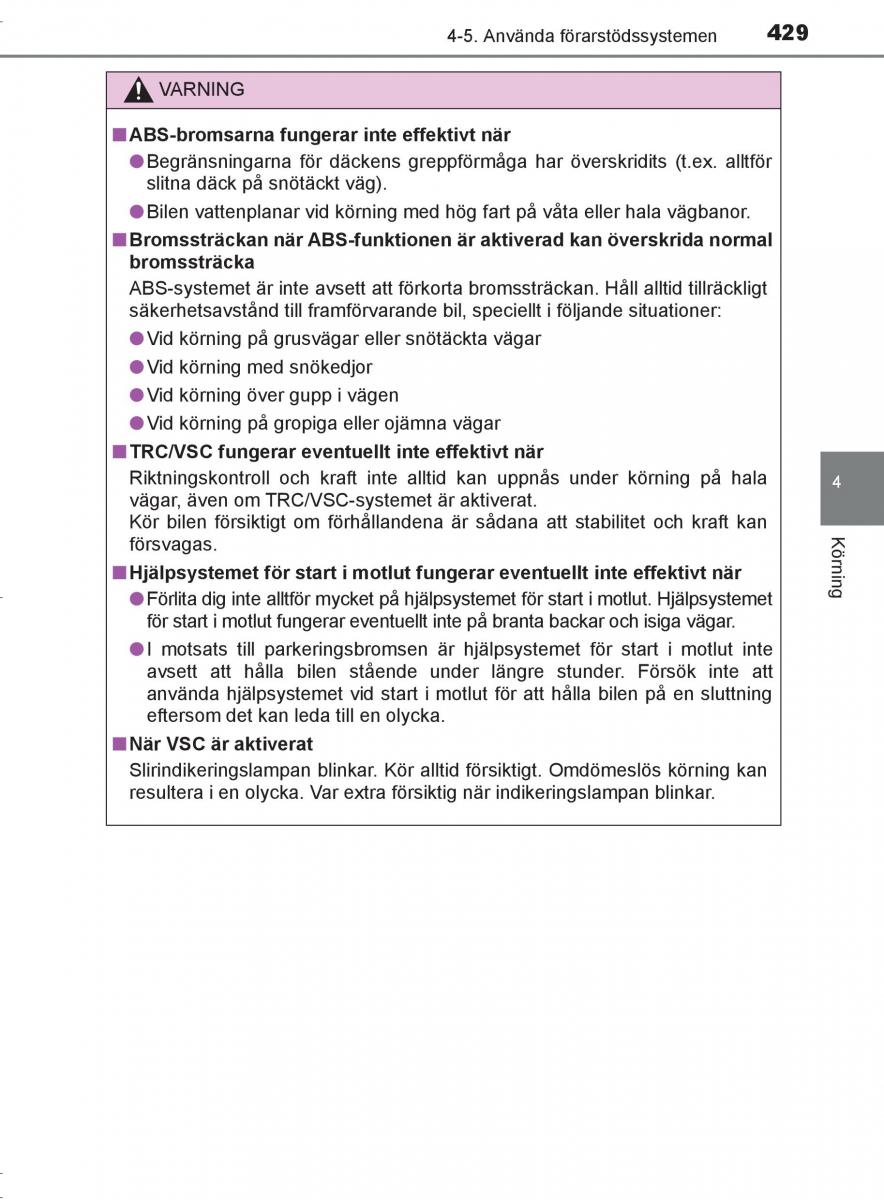 Toyota C HR instruktionsbok / page 429