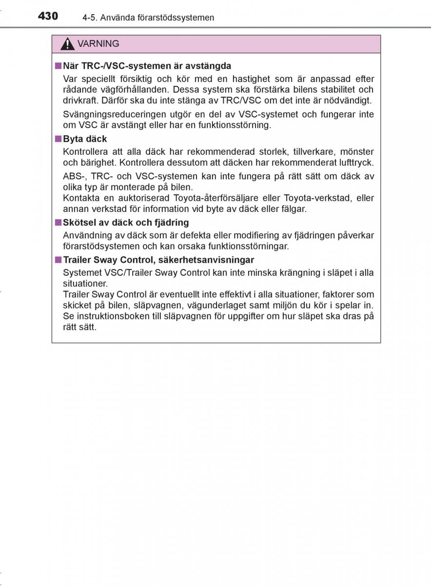 Toyota C HR instruktionsbok / page 430