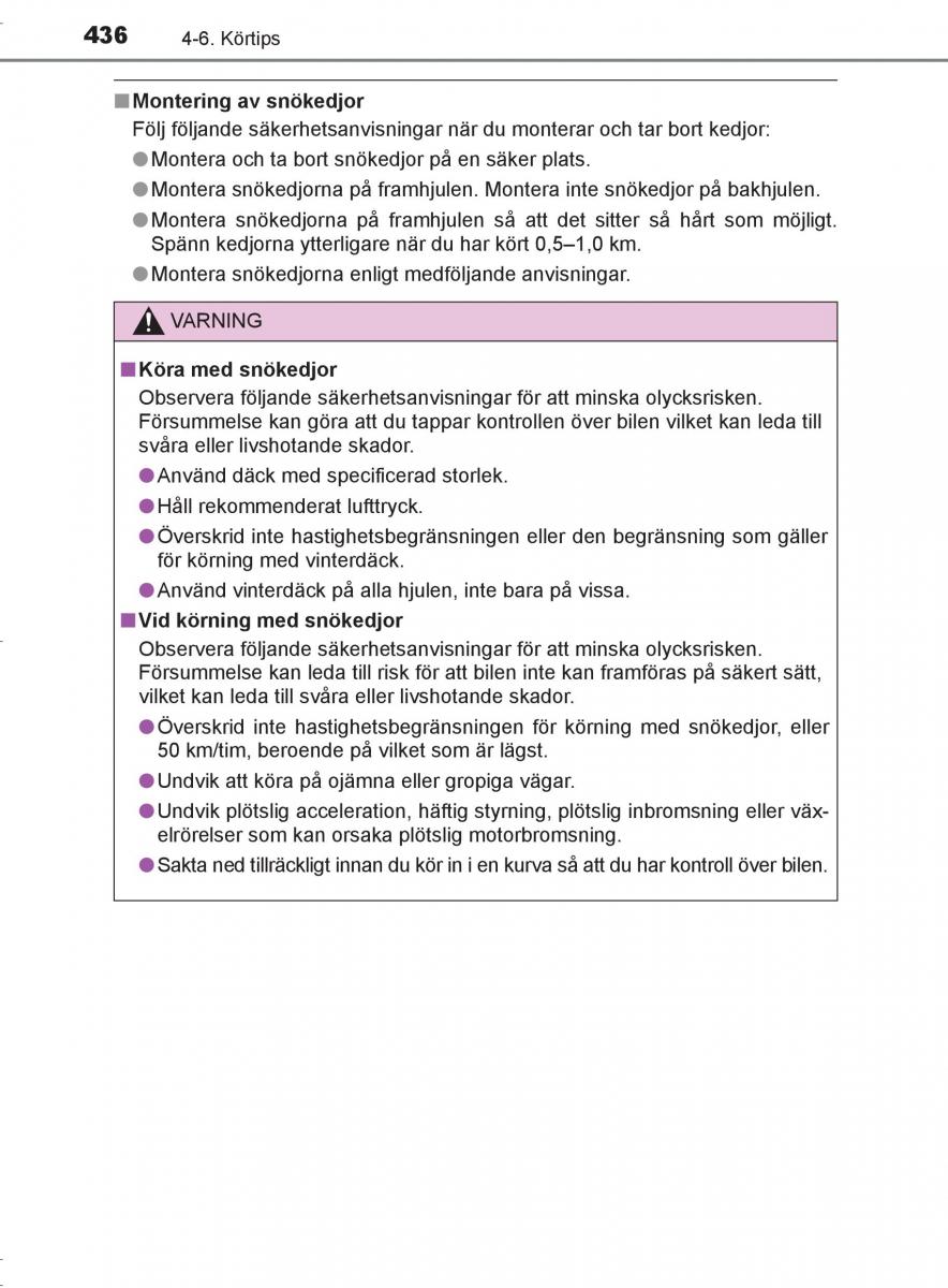 Toyota C HR instruktionsbok / page 436