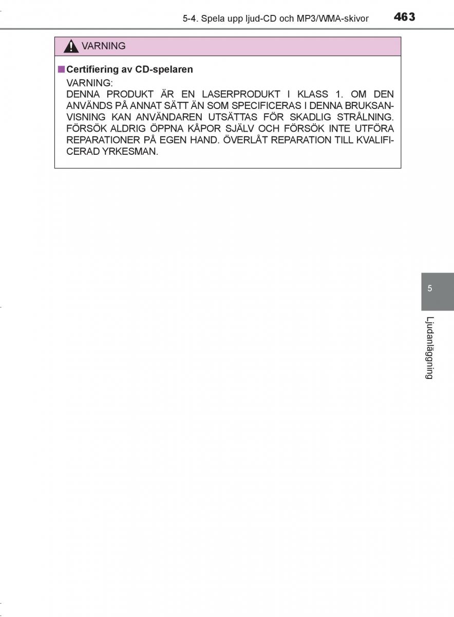 Toyota C HR instruktionsbok / page 463