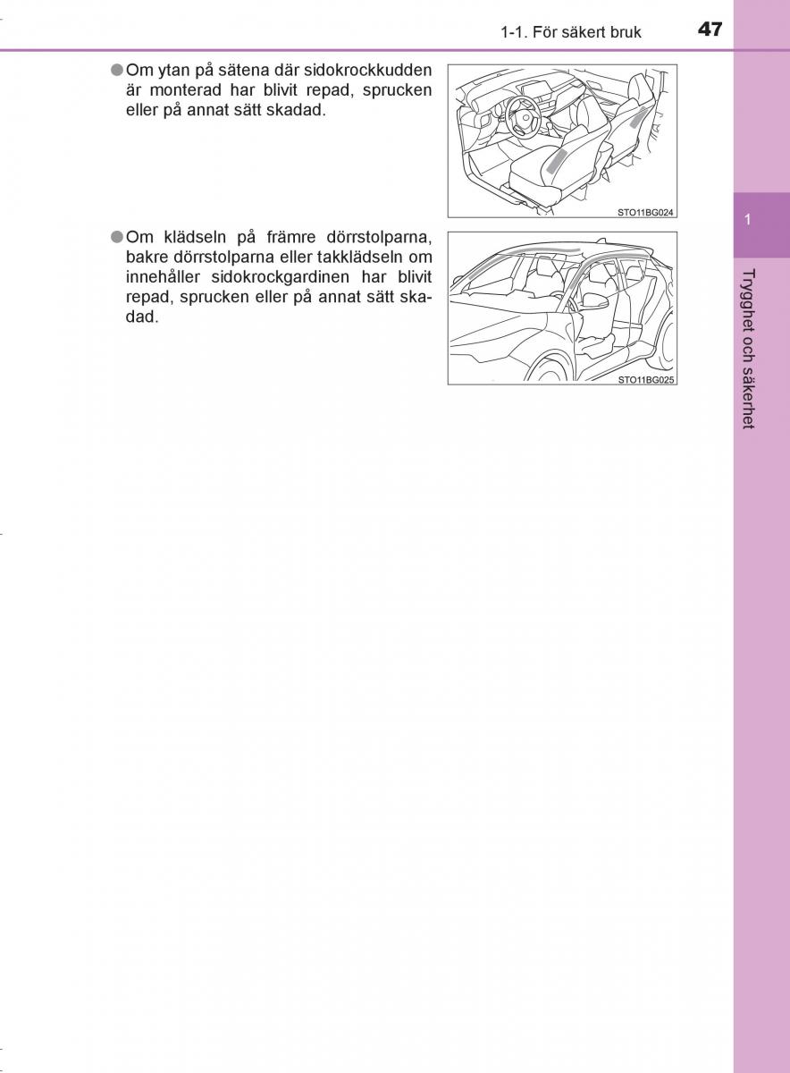 Toyota C HR instruktionsbok / page 47