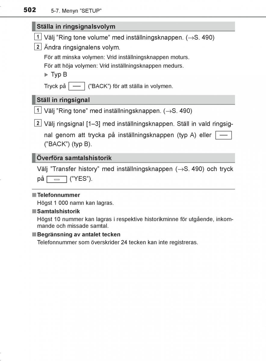 Toyota C HR instruktionsbok / page 502