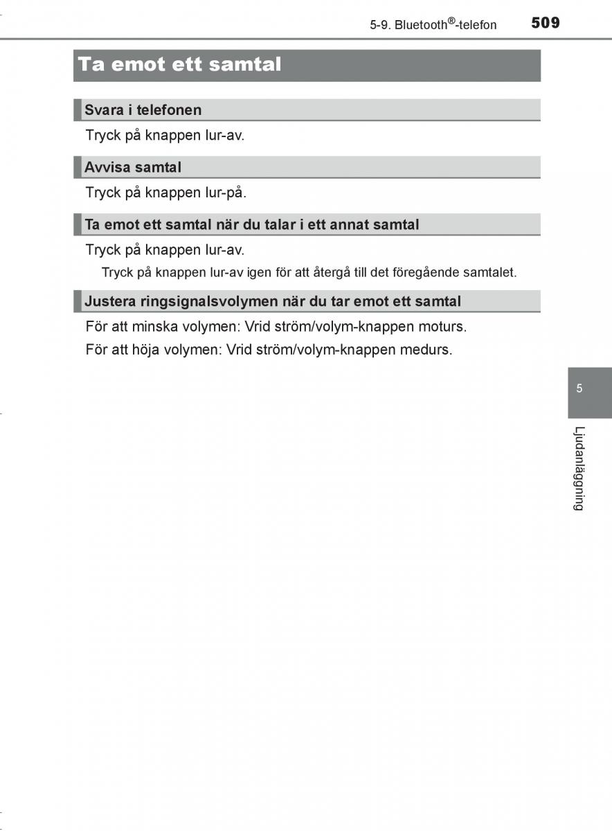 Toyota C HR instruktionsbok / page 509