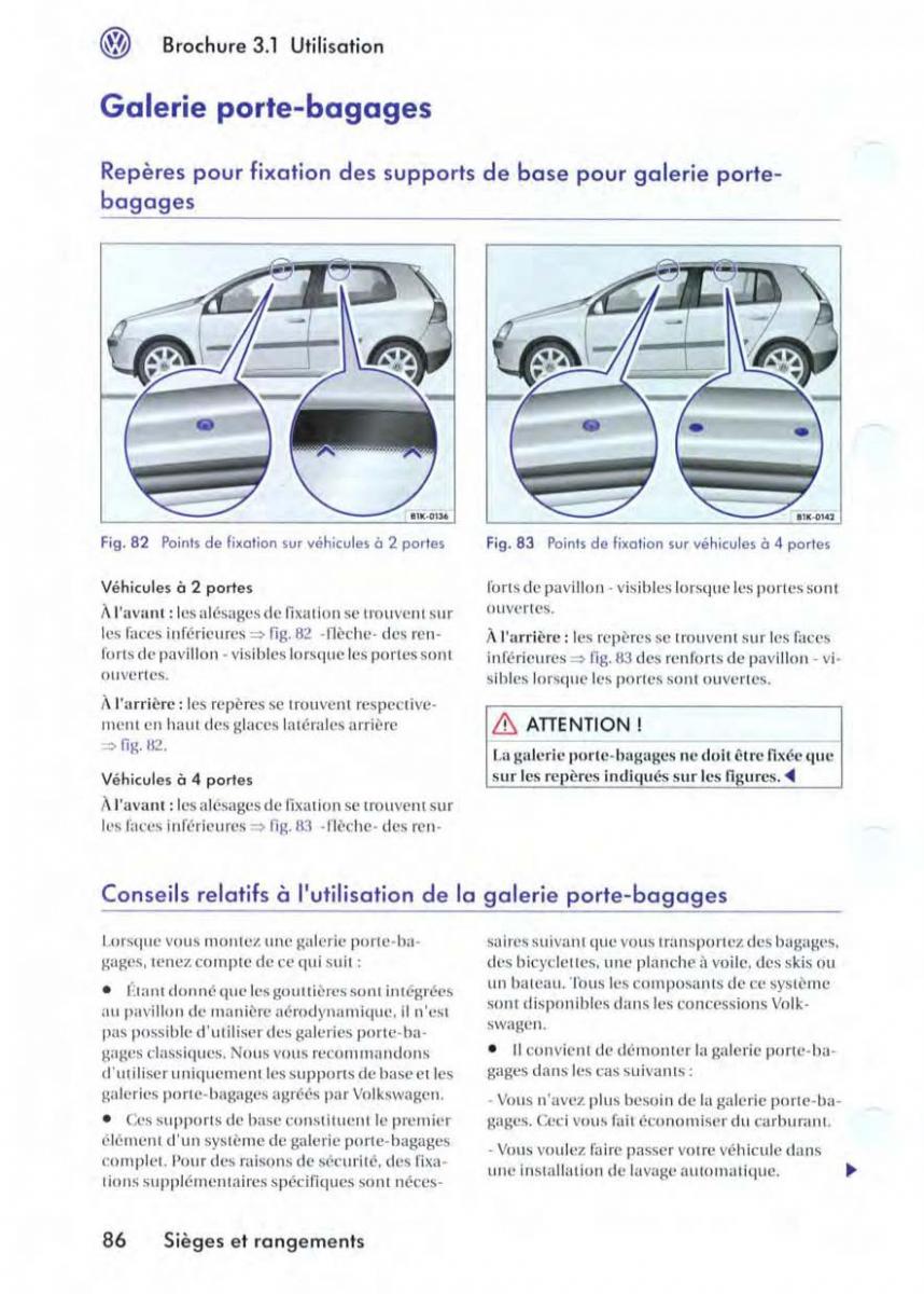 manuel du propriétaire VW Golf V 5 manuel du proprietaire / page 90