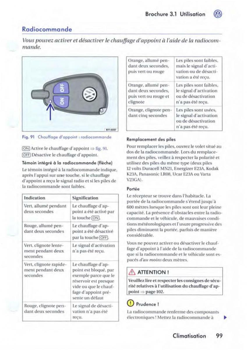 manuel du propriétaire VW Golf V 5 manuel du proprietaire / page 103