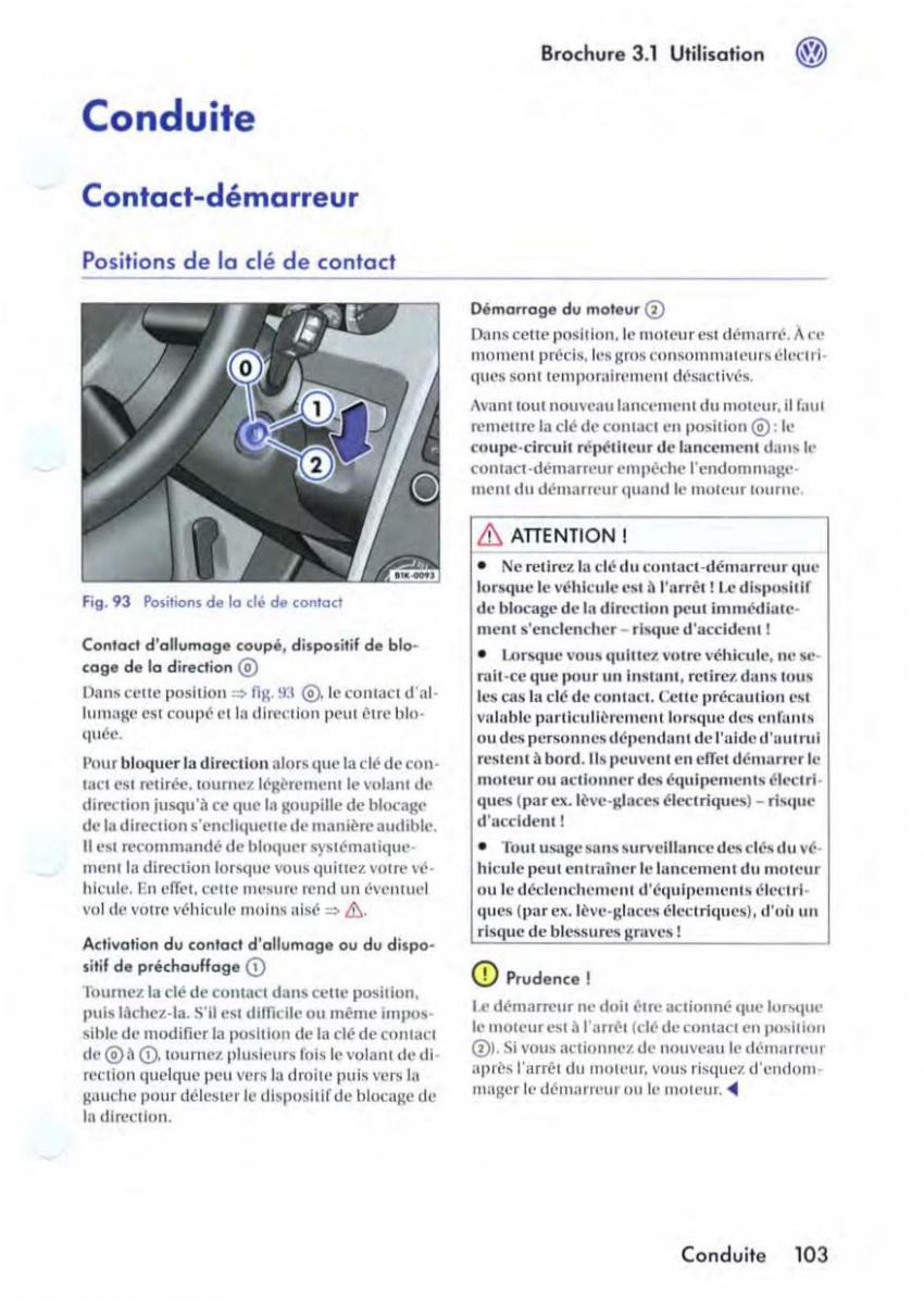 manuel du propriétaire VW Golf V 5 manuel du proprietaire / page 107