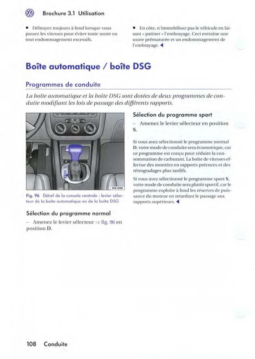 manuel du propriétaire VW Golf V 5 manuel du proprietaire / page 112