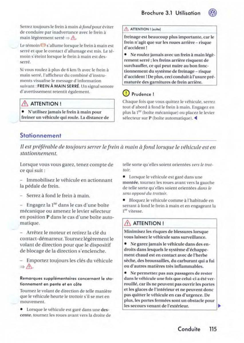 manuel du propriétaire VW Golf V 5 manuel du proprietaire / page 119