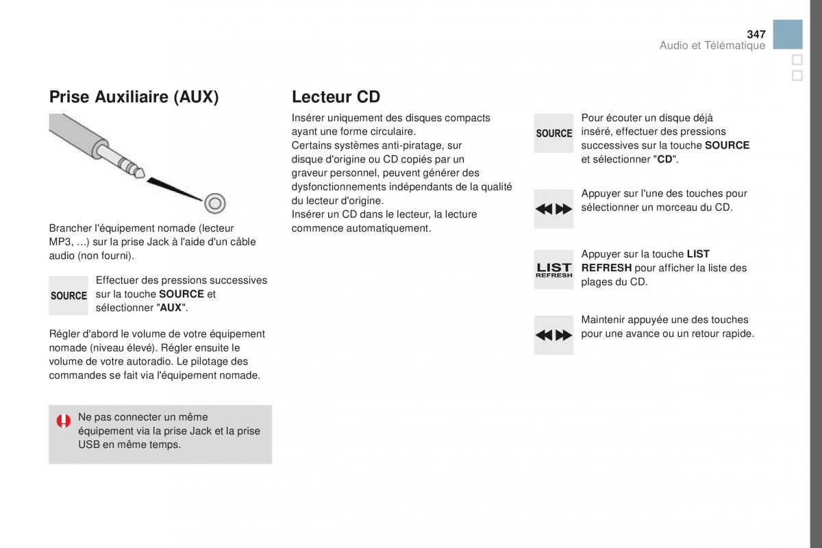 DS3 manuel du proprietaire / page 349