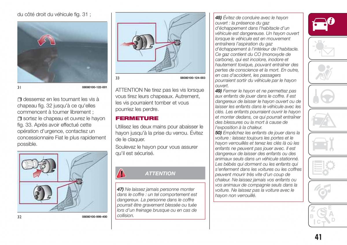 Fiat 124 Spider manuel du proprietaire / page 43