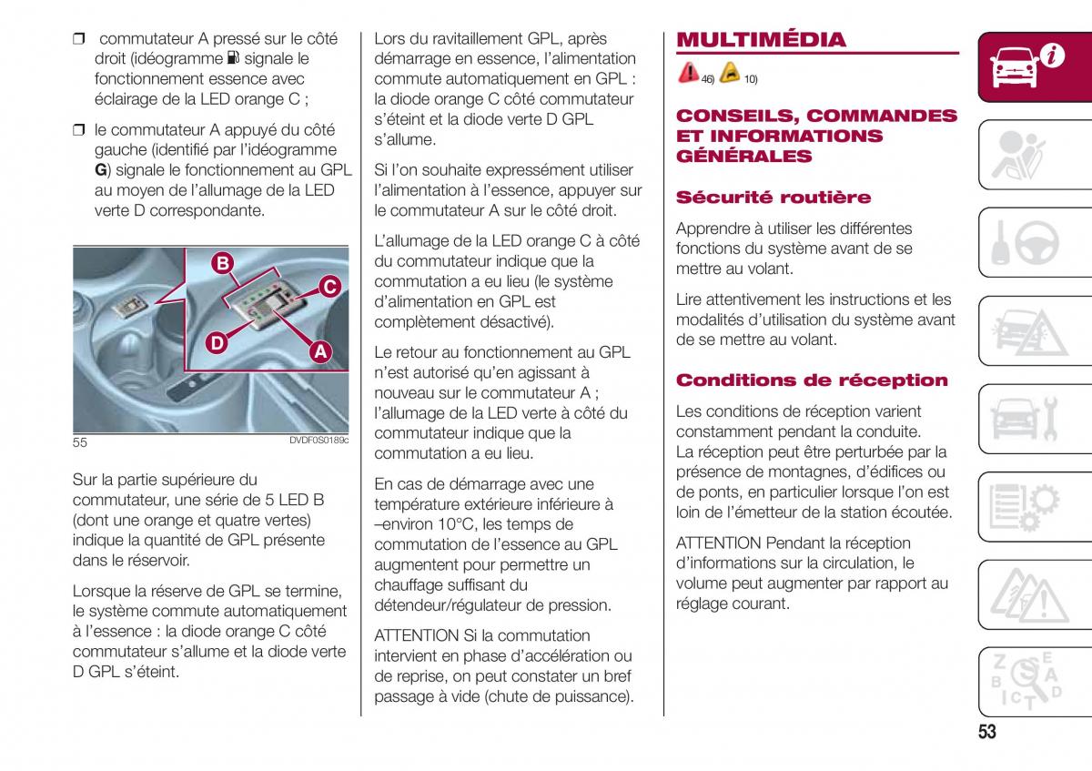 Fiat 500 manuel du proprietaire / page 55